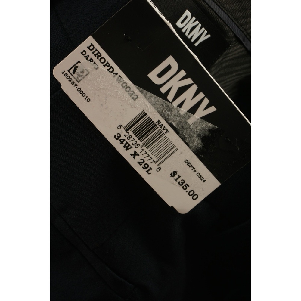 New $135 DKNY Dario Performance Trouser Men 34 x 29 Navy Blue Stretch Dress Pant - Picture 9 of 11